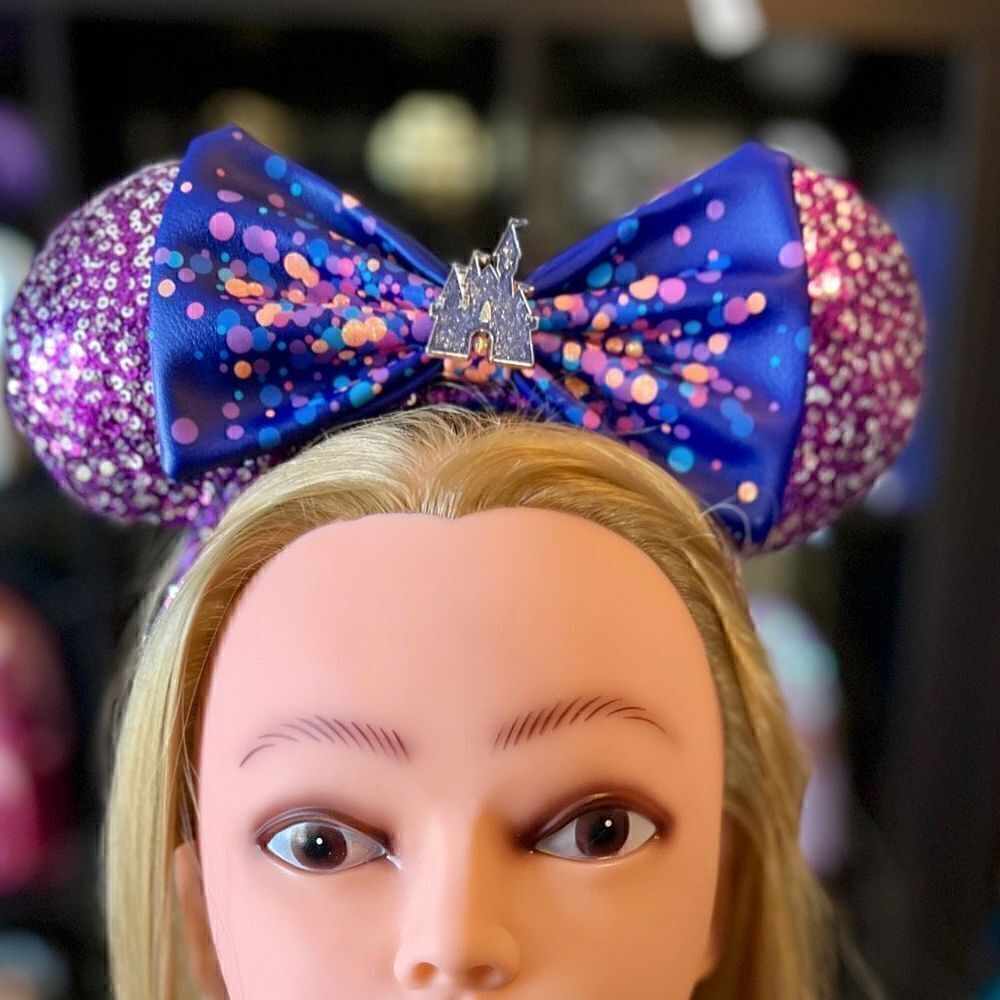 Purple & Silver Disney Parks Sequin Loungefly Mini Backpack & Ears NWT - Picture 8 of 13